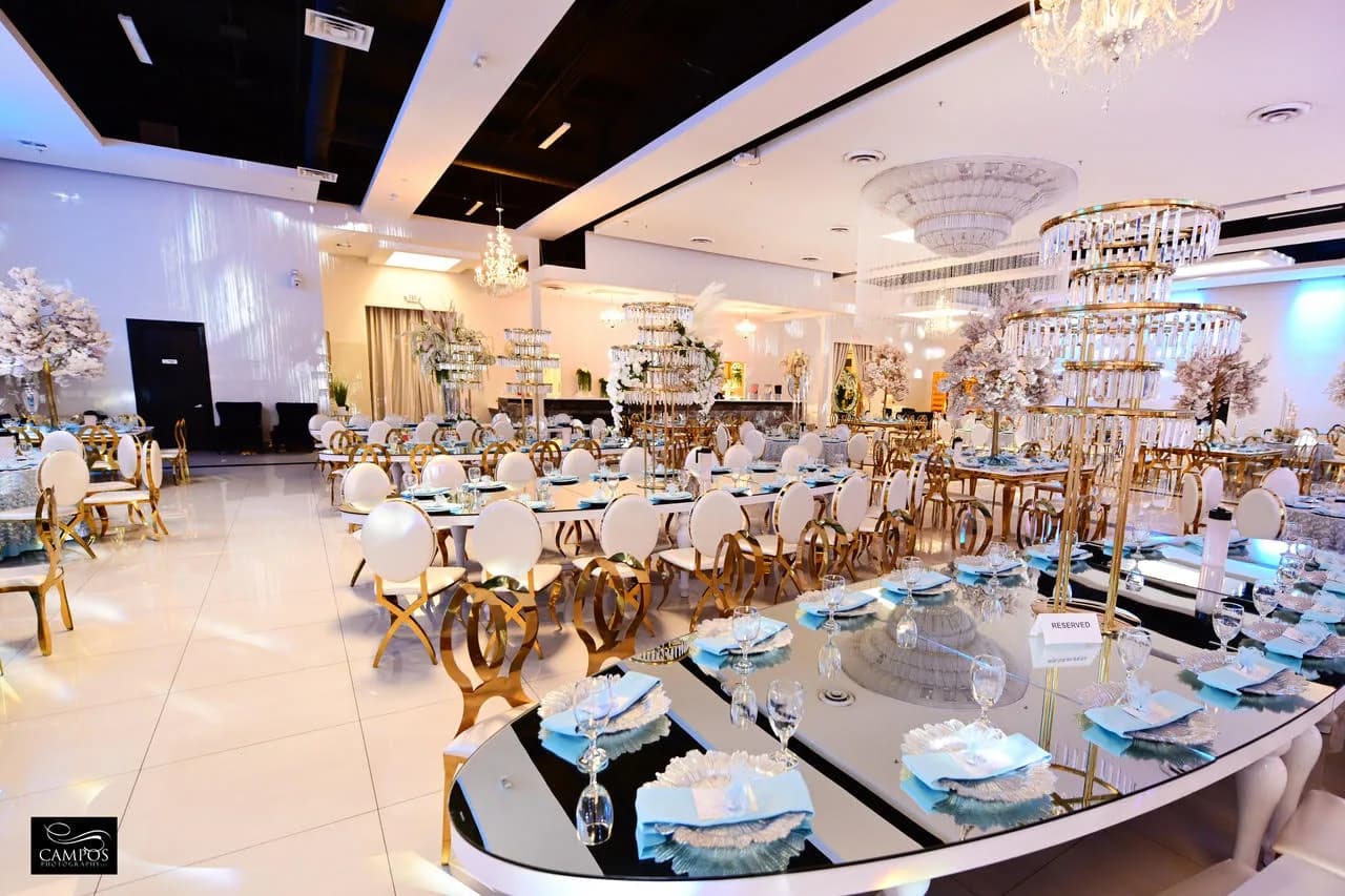 Ballroom decorated for a quinceañera at Legends Event Center