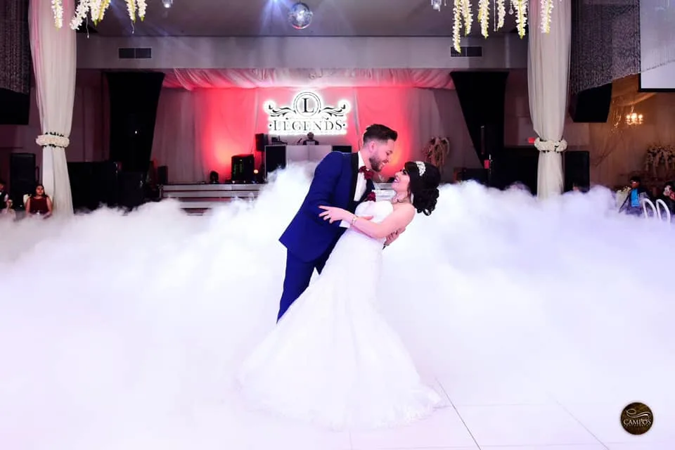 Couple in fog at Legends Event Center