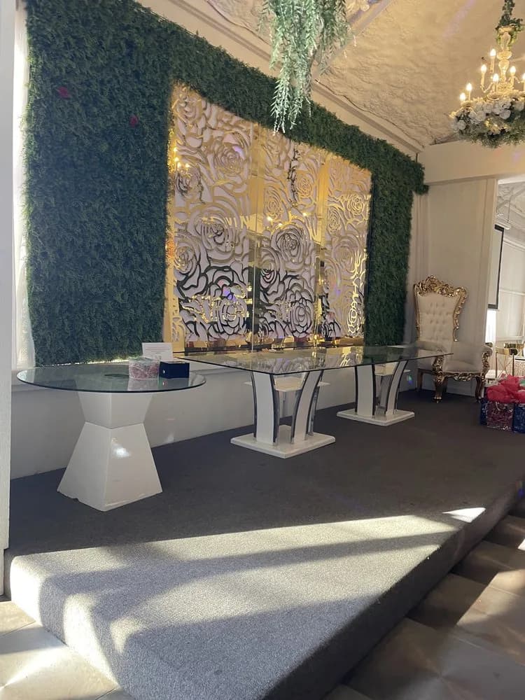 Garden room set for a reception